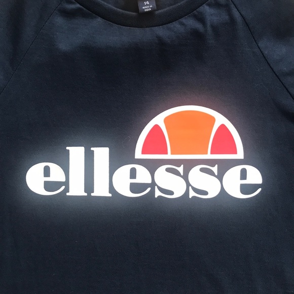 Ellesse Tops - ELLESSE LONG SLEEVE NAVY BLUE CROPPED TEE SHIRT 14